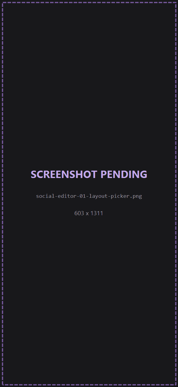 PreviewMonitor layout picker open over a live stream, showing Standard, Full Screen, Universal Safe Zone and the collapsible TikTok, Reels and Shorts groups